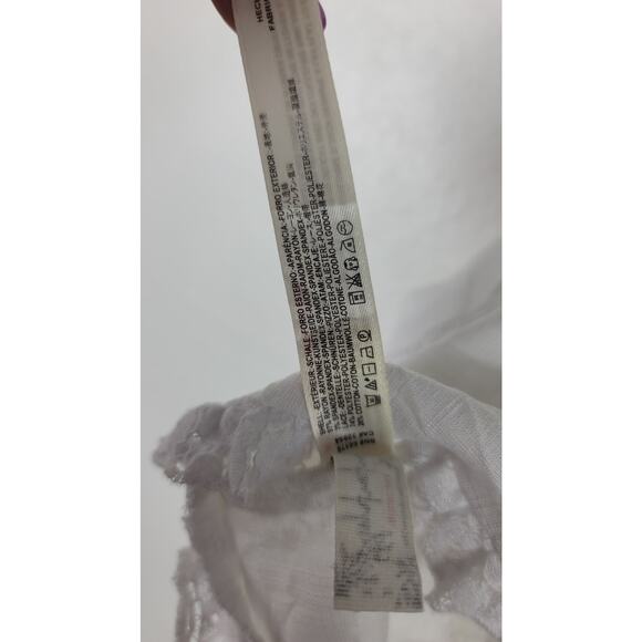 Intimately Free People White Lace Mother of Pearl Buttons Women Crop Blouse M - Picture 6 of 6